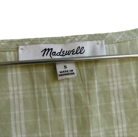 Madewell Plaid Tie Waist Puff Sleeve Midi Dress - Picture 7 of 7